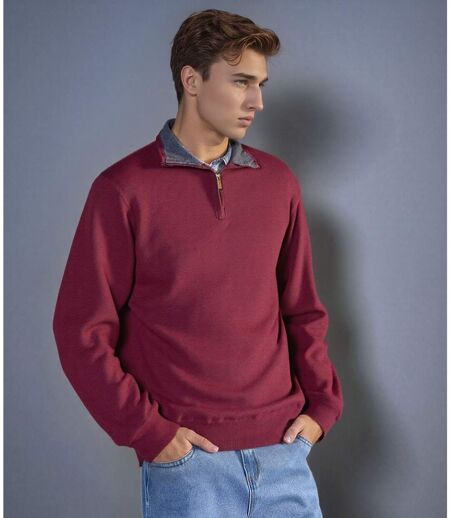 Pull Col Camionneur Brique - Grand Taille, Douceur Cashmere Touch pour Hommes