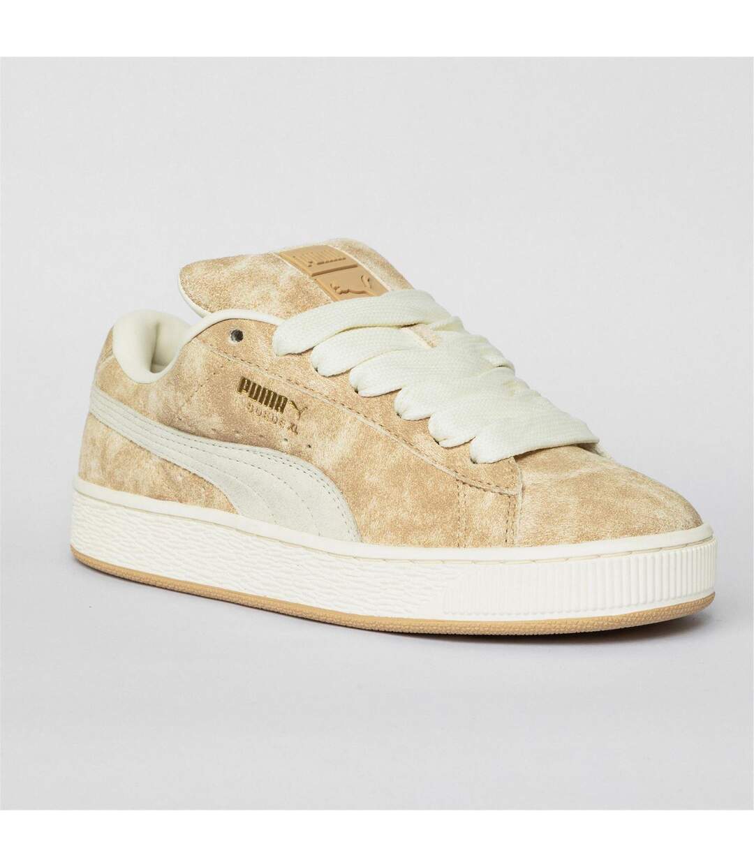 Womens/ladies Xl Leo Leopard Print Suede Trainers Off White Puma-2