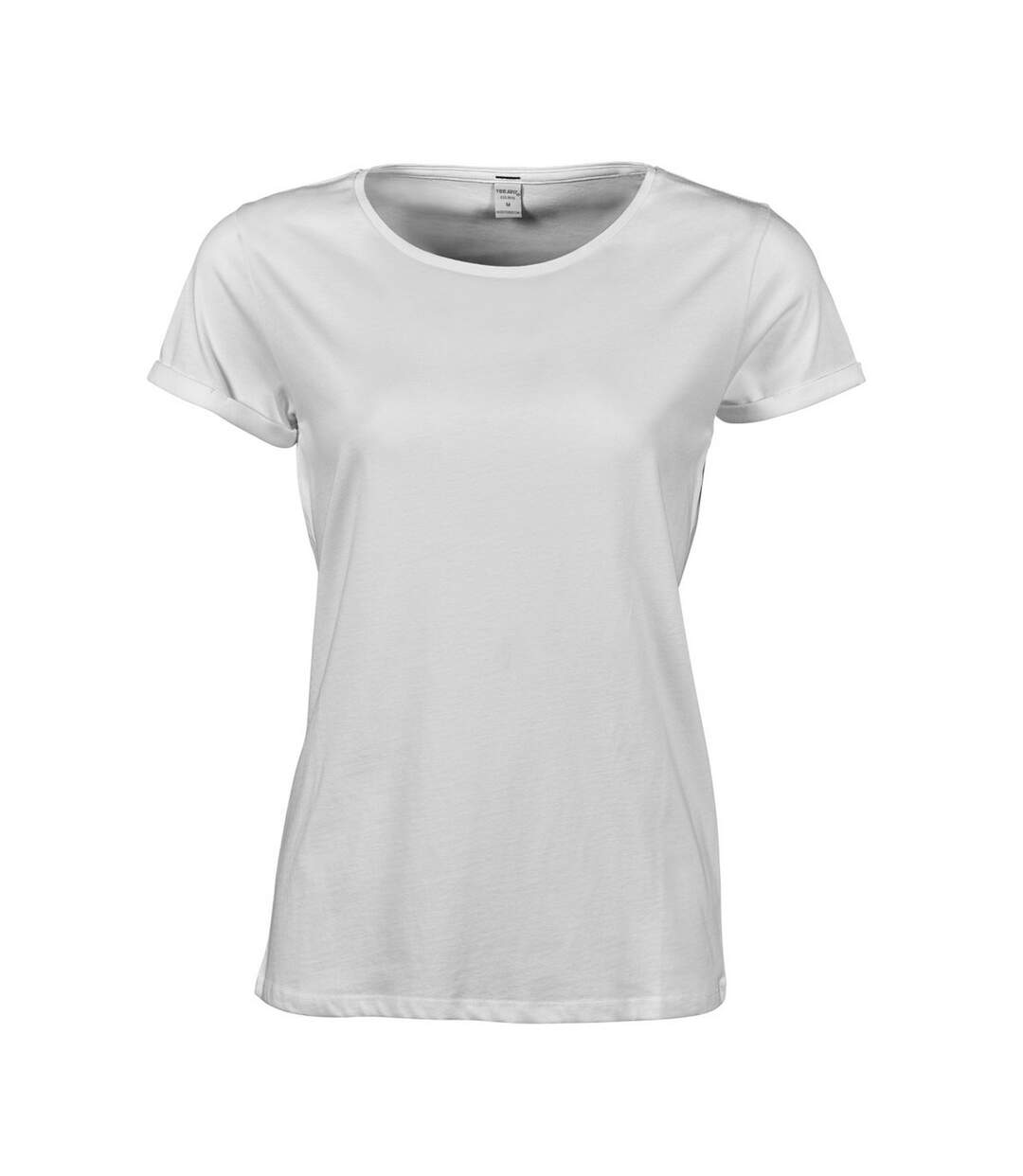 Womens/ladies roll sleeve cotton t-shirt white Tee Jays-1