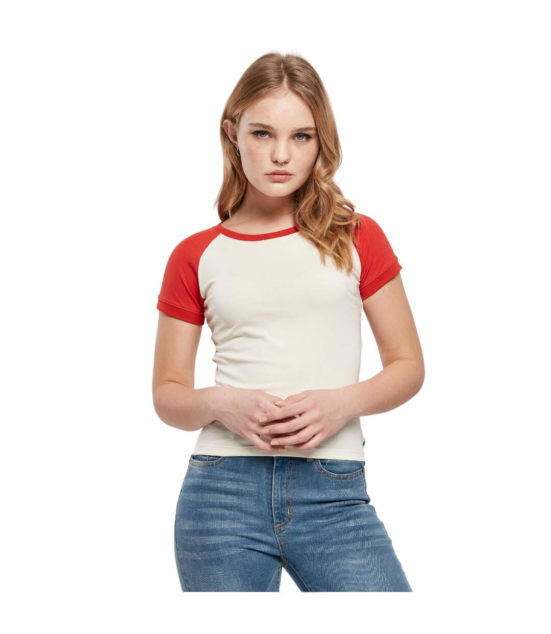 T-shirt Manches Courtes Motif/style Rétro Femme Sable Blanc Rouge Urban Classics-3