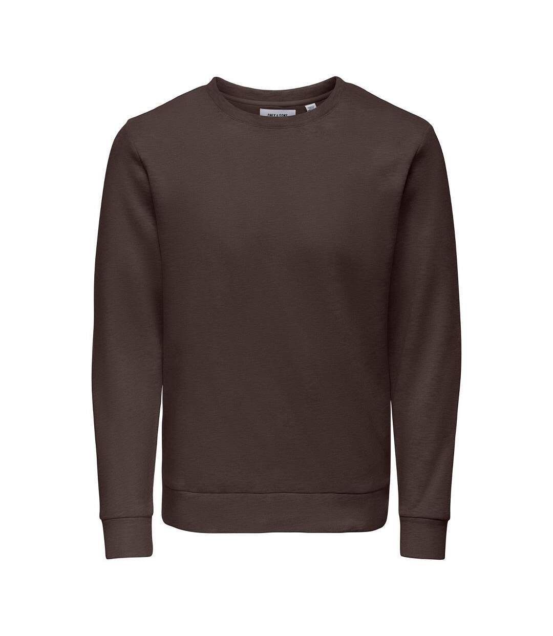 Sweat marron foncé homme only & sons chase-1