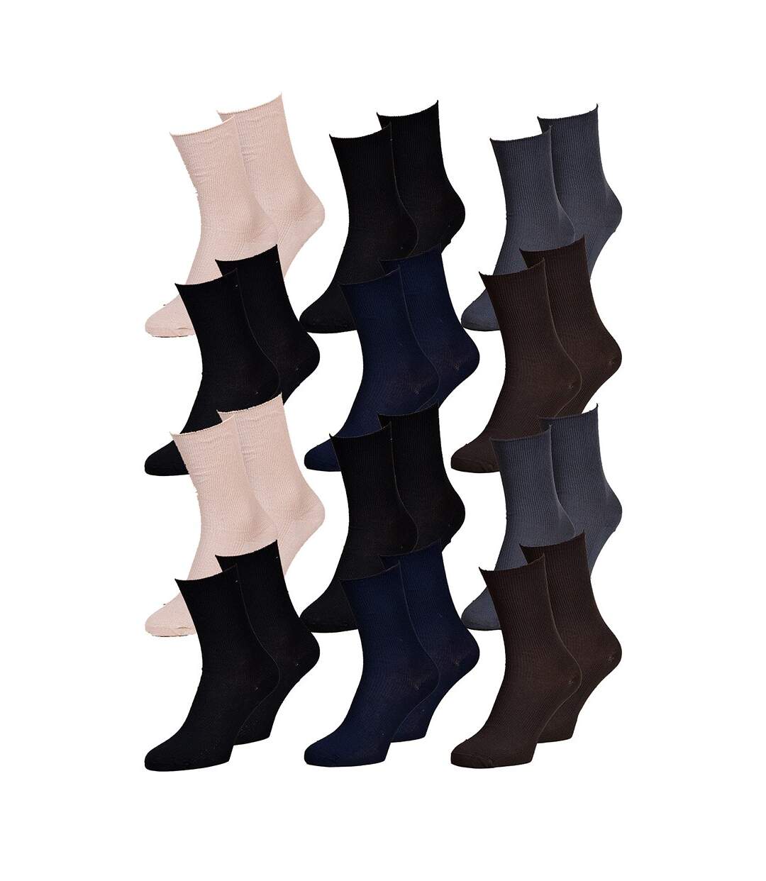 Chaussettes sans élastique homme Spécial Jambes sensibles Pack de 12 Paires Surprise