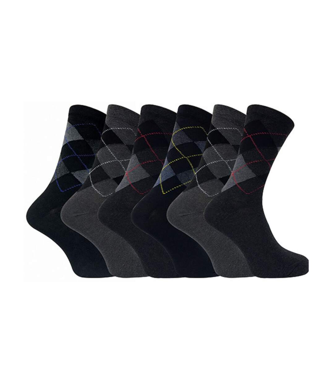 6 Pack Mens Patterned Coloured Soft Cotton Dress Socks-1