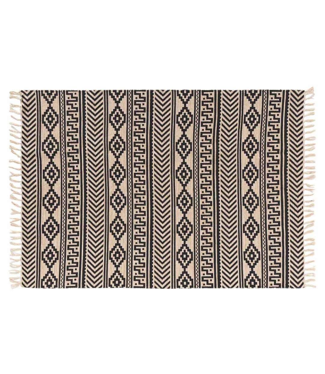 Tapis Déco à Franges Manille 120x170cm Noir-1