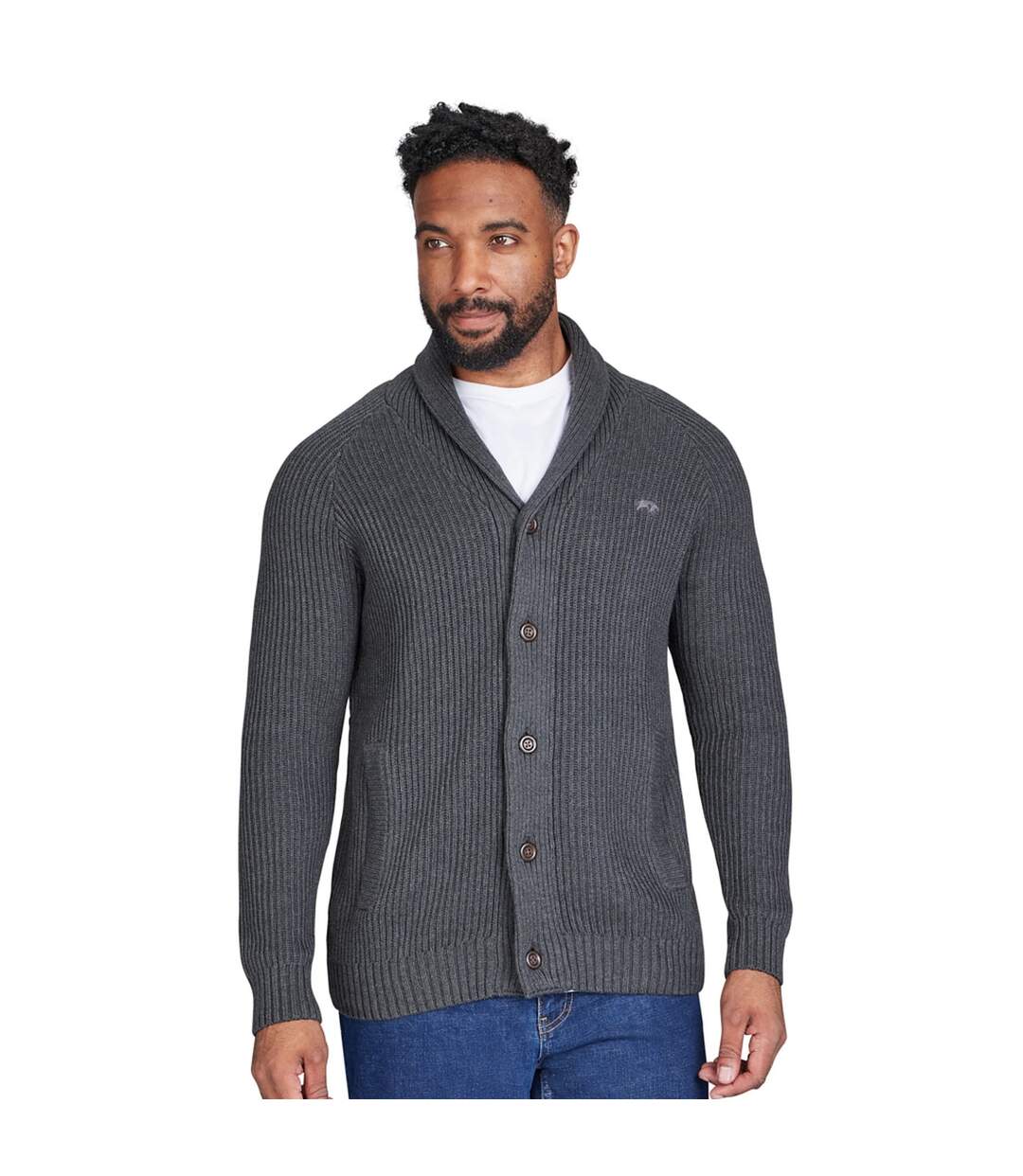 Cardigan homme gris foncé chiné Raging Bull Raging Bull