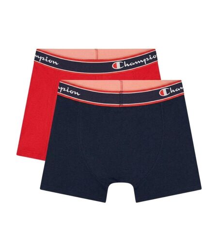 Pack Of 2  Mens Cotton Blend Boxer Shorts  Black Red Champion