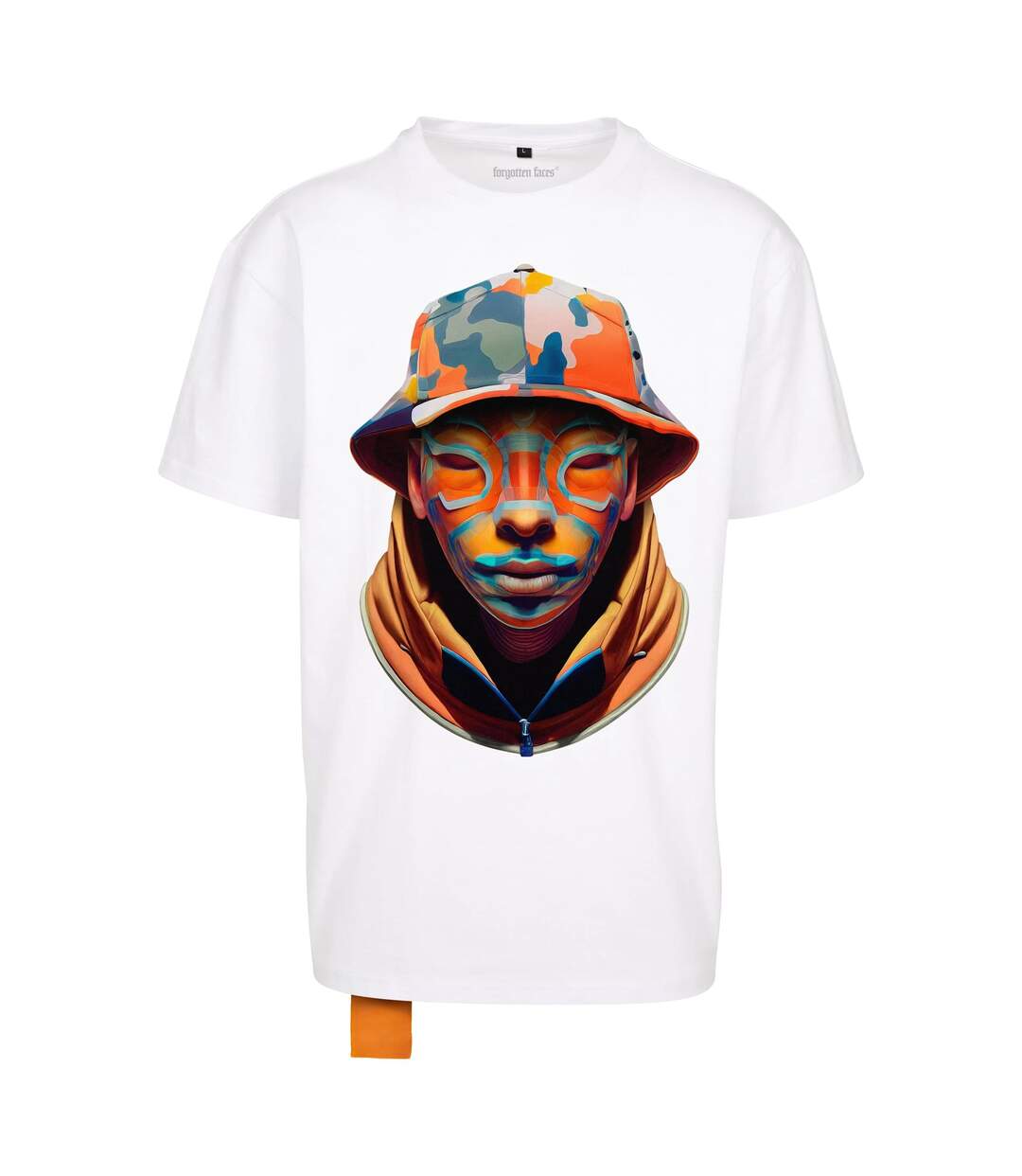 Mens Camouflage Heavyweight Oversized T-shirt Blanc Forgotten Faces-2