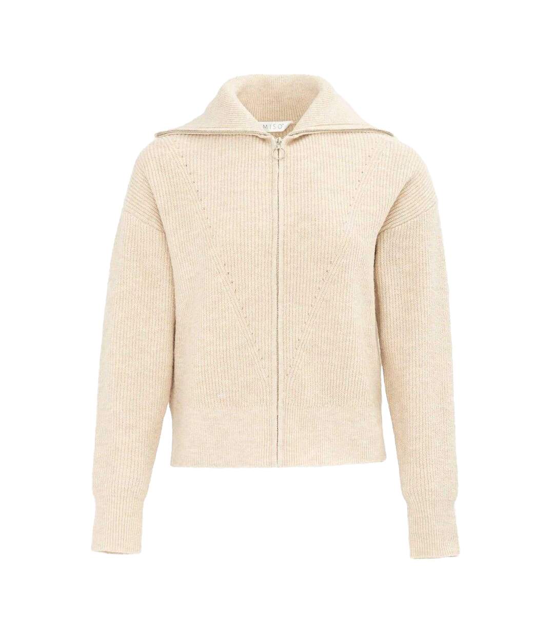 Cardigan Décontracté Motif/style Côtelé Femme Crème Miso-1
