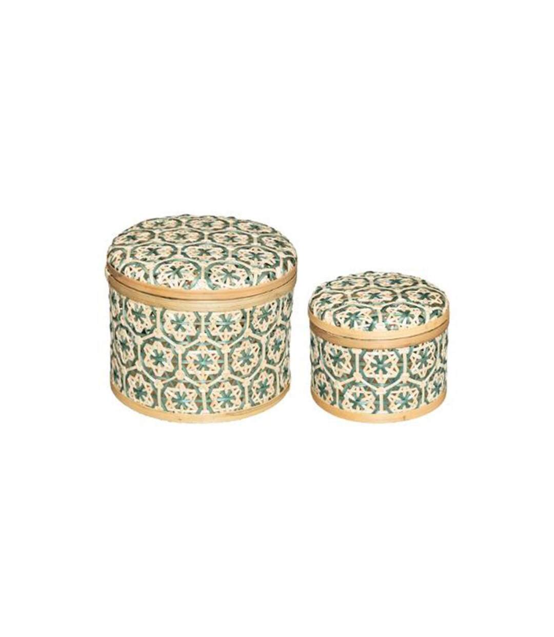 Lot de 2 Boîtes de Rangement Idylle Folk 20cm Bleu-1