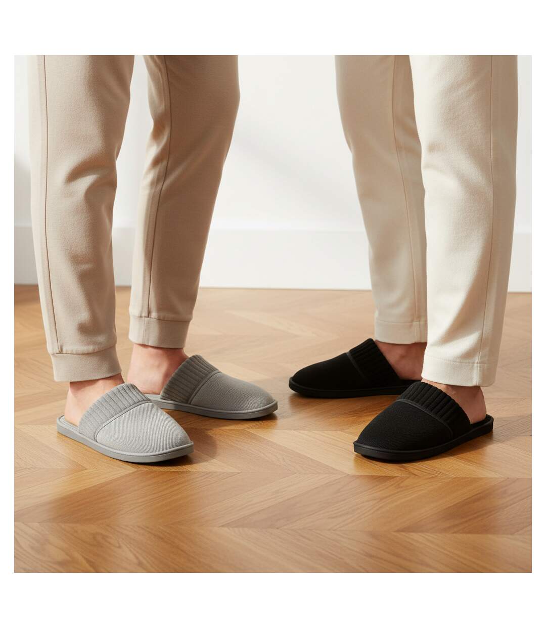 OLIVER GRANT PARIS Pantoufles Mules Homme Côtelées Pack 2 Paires-2