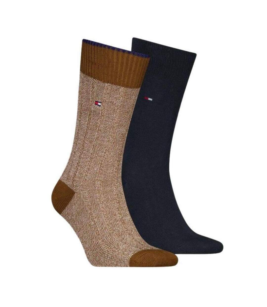 Chaussettes Motif/style Détail Contrasté Homme Bleu Marine Marron Tommy Hilfiger-2
