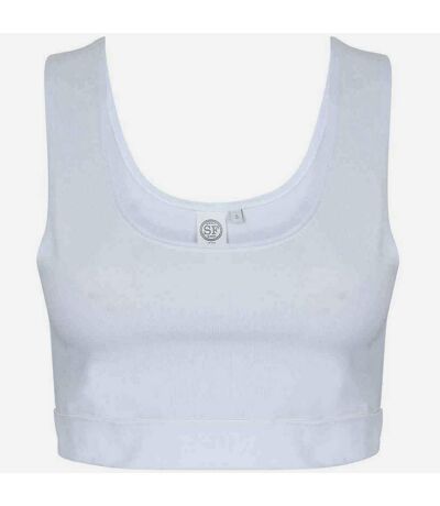 Womens/ladies fashion crop top white/white SF