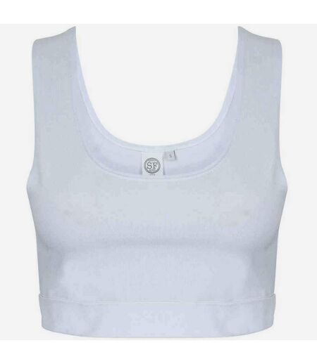 Womens/ladies fashion crop top white/white SF