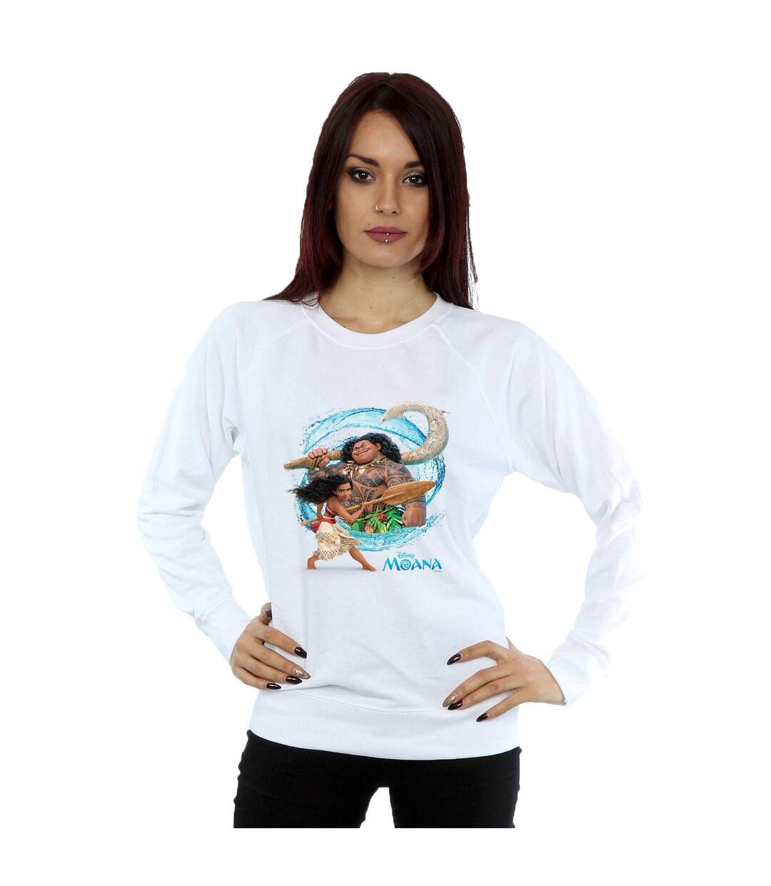Disney Moana And Maui Wave Sweatshirt Womens/Ladies (Blanc) - UTBI29537-2