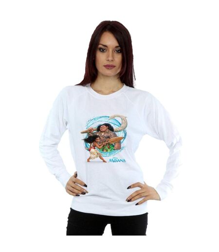 Disney Moana And Maui Wave Sweatshirt Womens/Ladies (Blanc) - UTBI29537