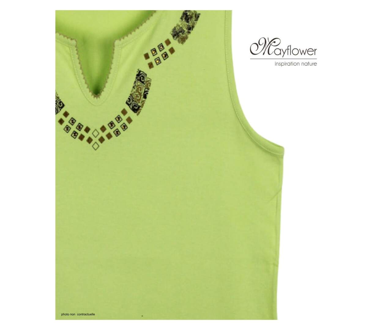 MAYFLOWER PF062V - Débardeur vert 100% coton pour femme : fraîcheur et confort quotidien-4