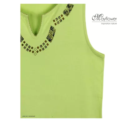 MAYFLOWER PF062V - Débardeur vert 100% coton pour femme : fraîcheur et confort quotidien