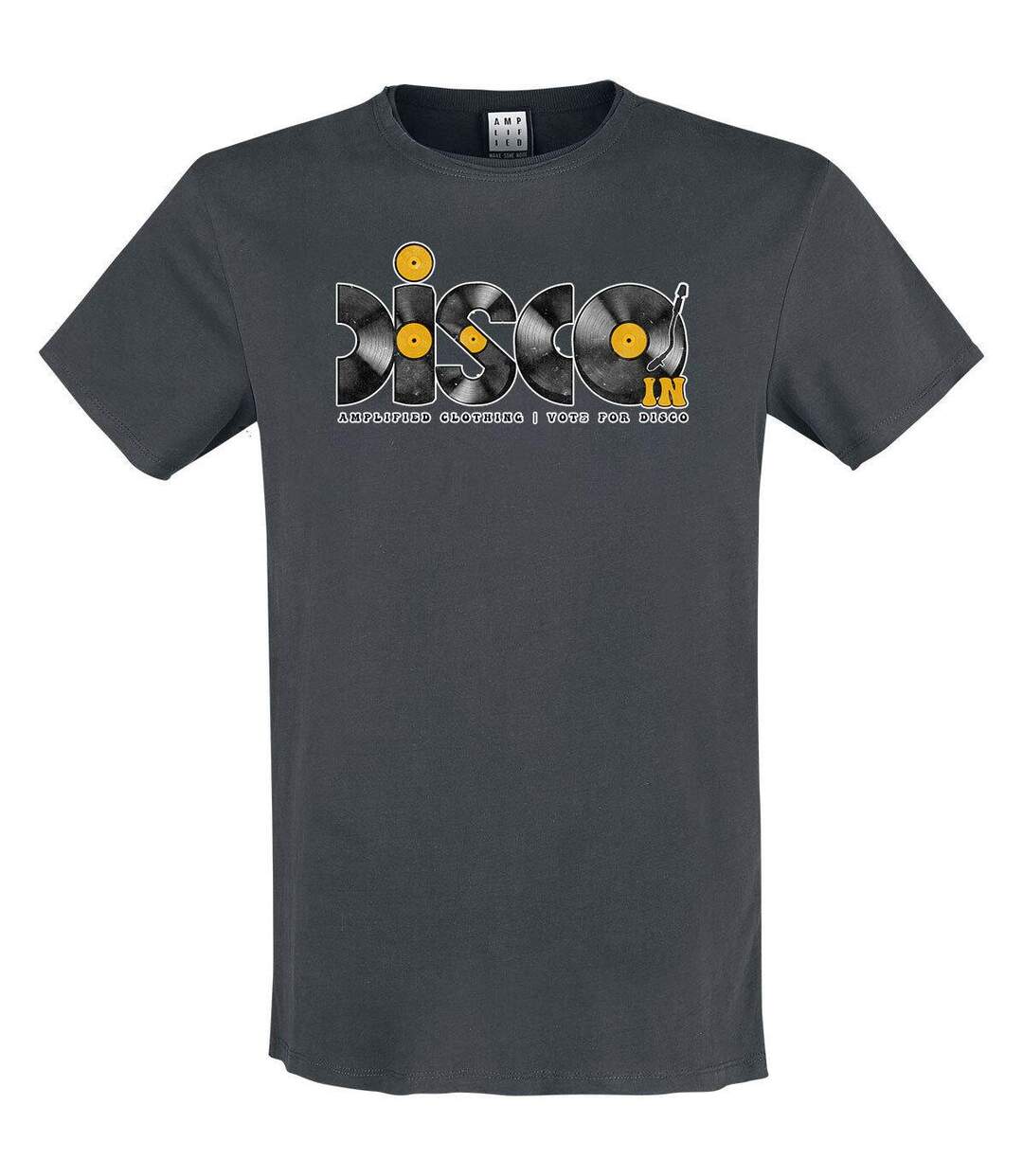 Mens Discs Disco T-shirt Charcoal Orange Amplified-1