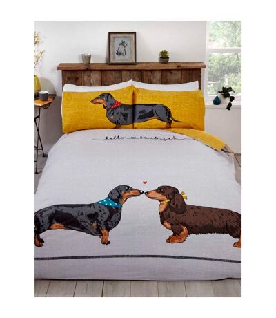 Rapport Hello Sausage Duvet Set (White/Yellow) - UTAG1703