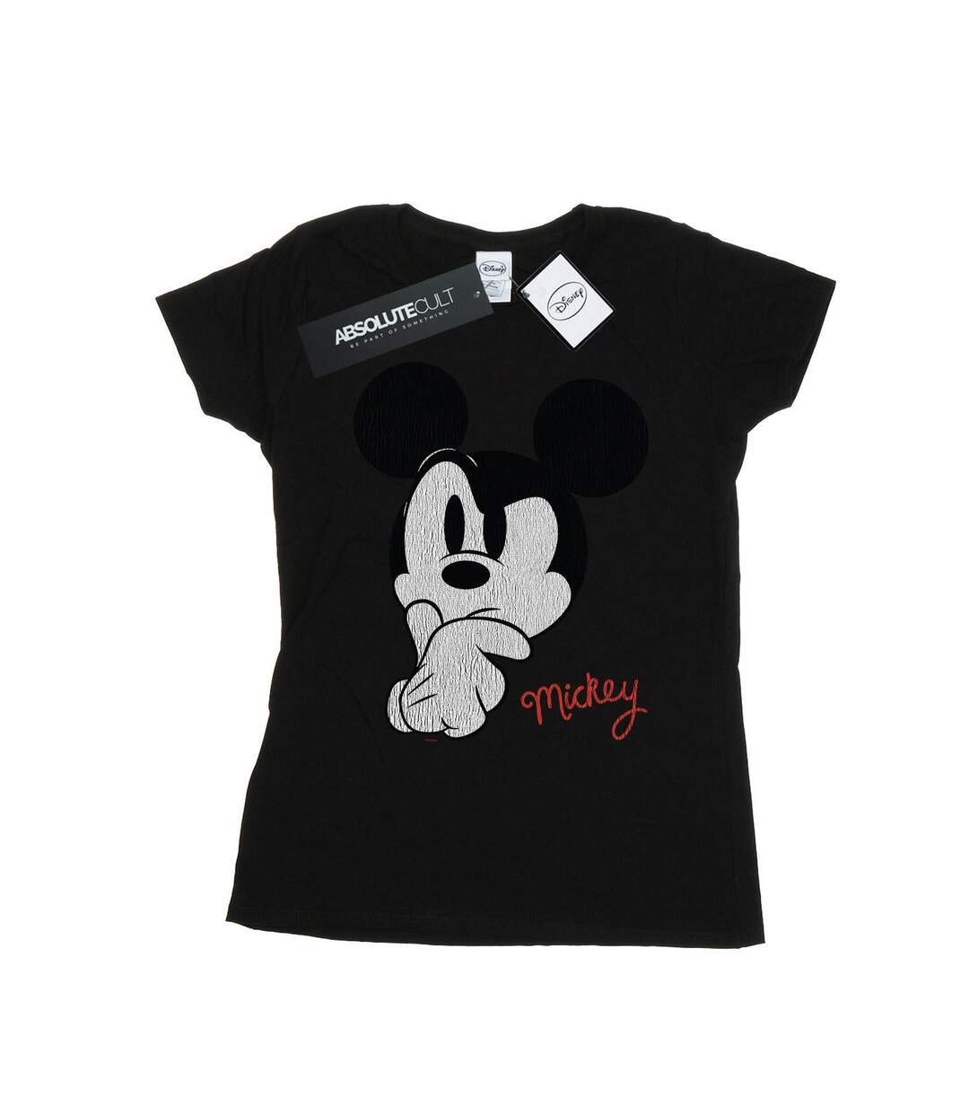 Disney Femme/Ladies - Mickey Mouse Distressed Ponder Cotton T-Shirt (Noir) - UTBI32128-1