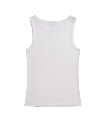 Womens/ladies ribbed organic tank top white Animal