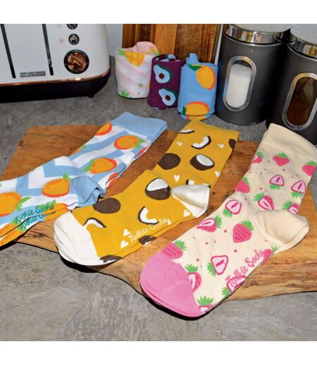 Chaussettes Femme Coton avec Motifs Fruits