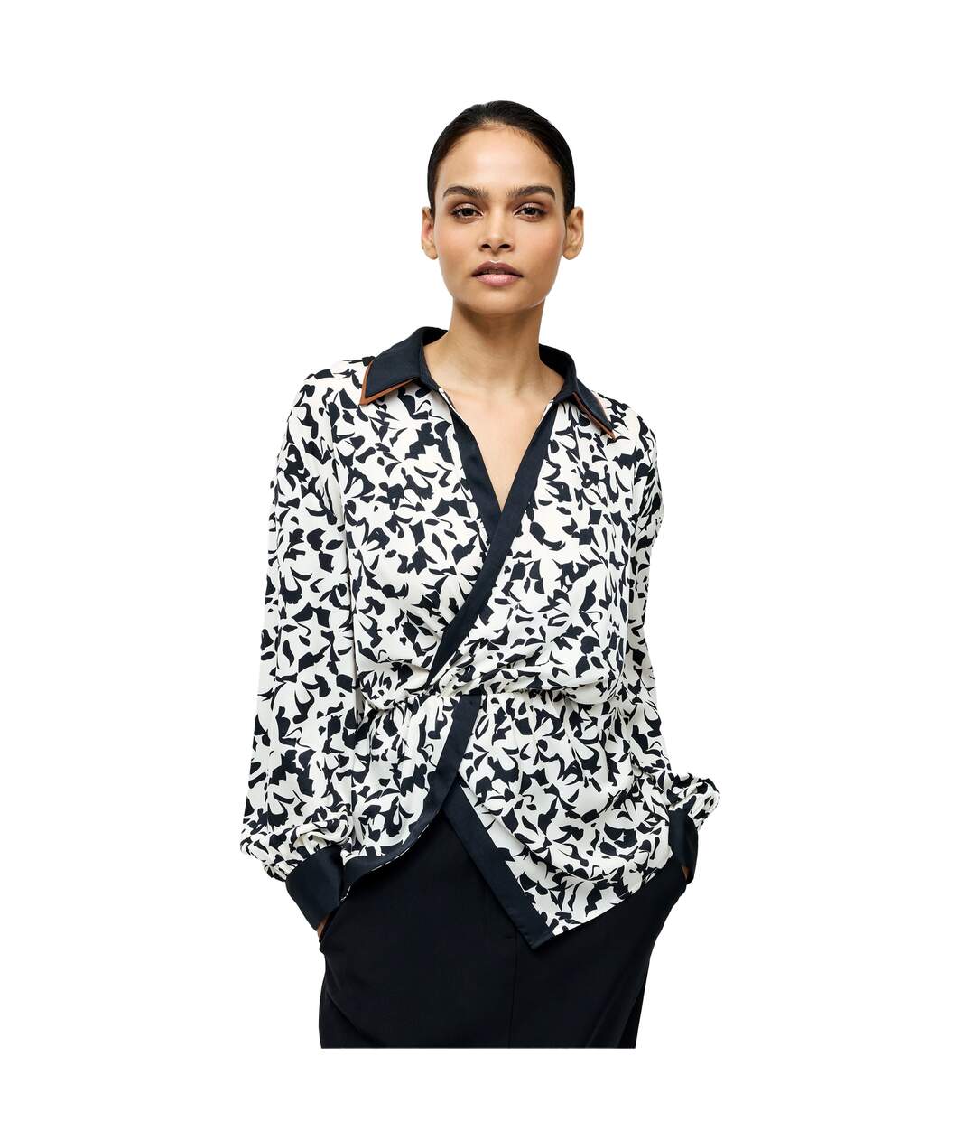Blouse Motif/style À Nœud Femme Noir Crème French Connection-1