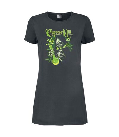 Womens/ladies Skeleton Bong Cypress Hill T-shirt Dress Charcoal Amplified