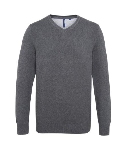 Asquith & Fox Mens Cotton Rich V-Neck Sweater (Charcoal)