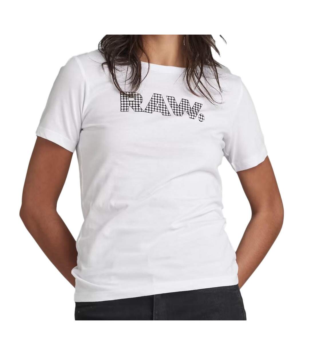 T-shirt blanc femme g-star raw anglaise graphic raw-1
