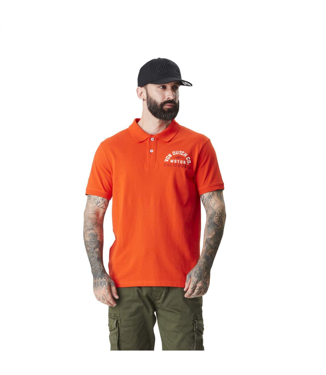 Polo homme avec logo et badges en coton Calif Vondutch-1