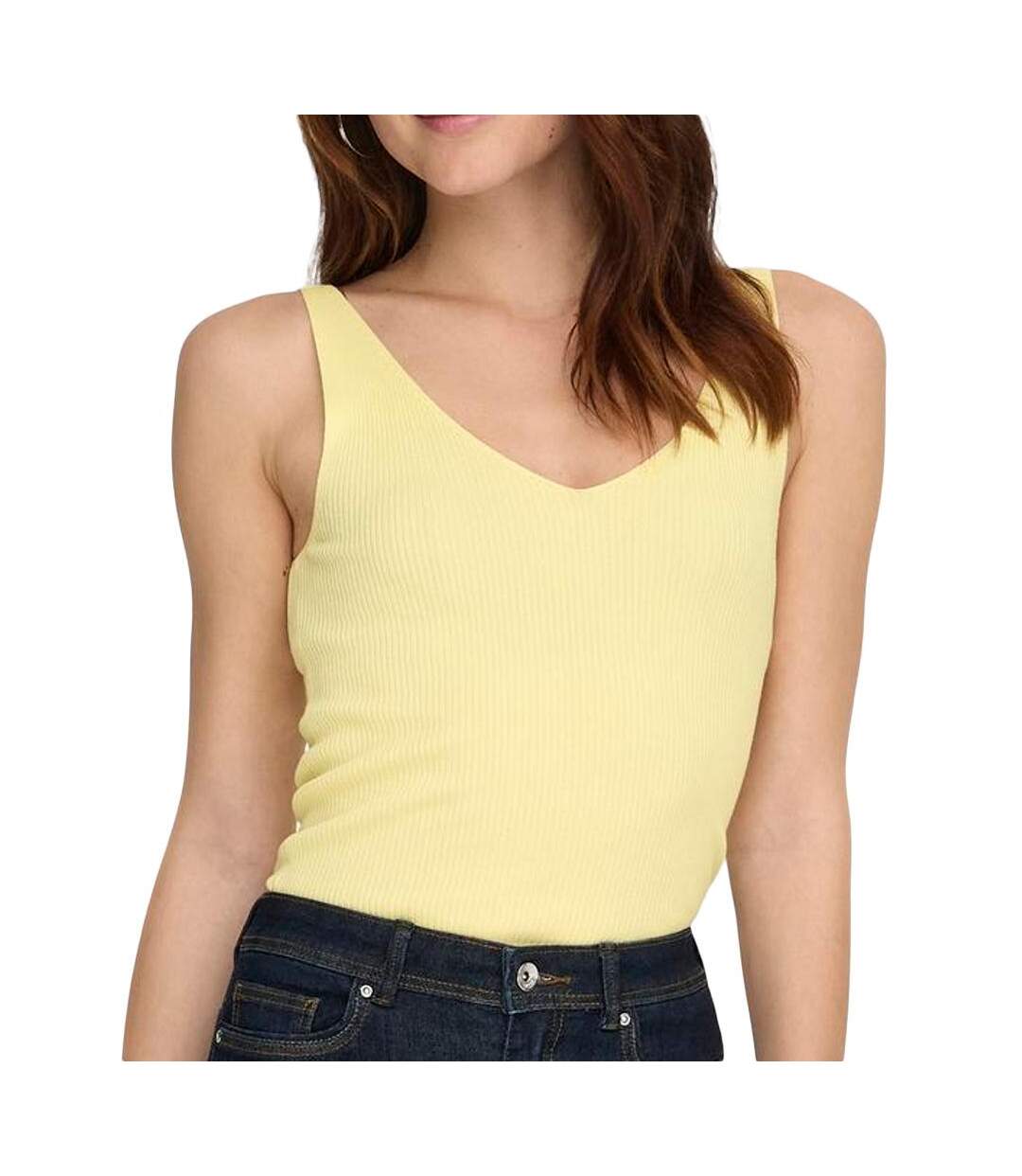 Débardeur en maille jaune femme jdy nanna 15180497-1