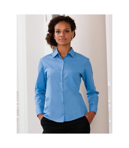 Russell Collection Ladies/Womens Long Sleeve Poly-cotton Easy Care Poplin Shirt (Corporate Blue)