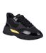 Mens Pacific 2.0 Nappa Leather Chunky Flat Trainers Black Yellow Lavair-4