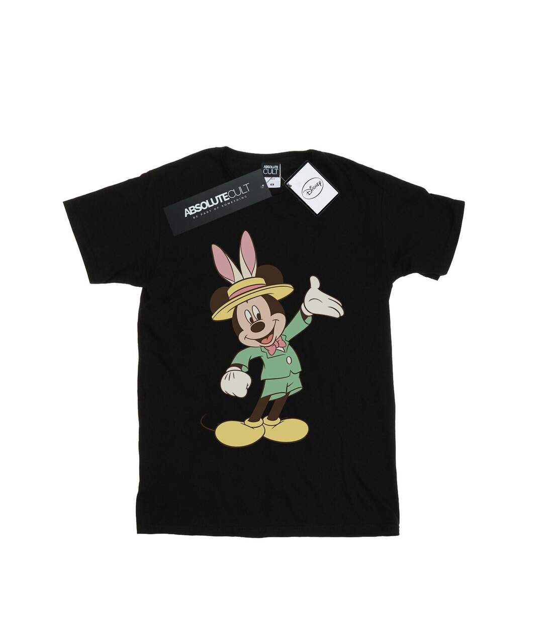 Disney Femmes/Les femmes Mickey Mouse Easter Bunny Cotton Boyfriend T-Shirt (Noir) - UTBI37505-1