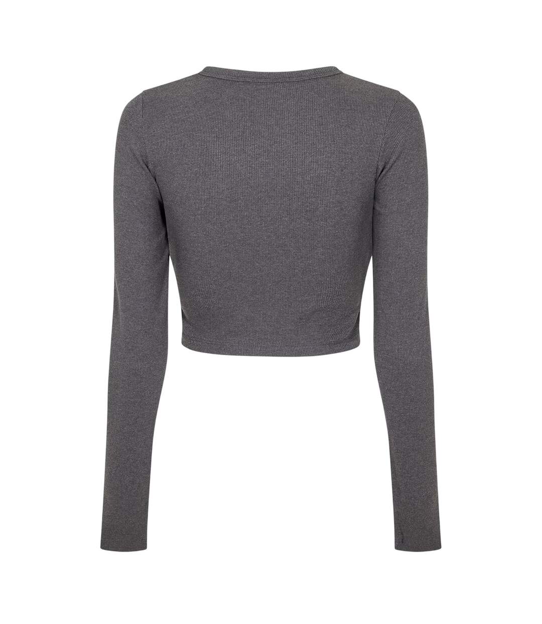 T-shirt Court Manches Longues Feline Femme Gris Foncé Chiné JJXX-3
