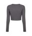 T-shirt Court Manches Longues Feline Femme Gris Foncé Chiné JJXX-3