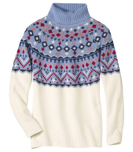 Women's Patterned Roll Neck Sweater