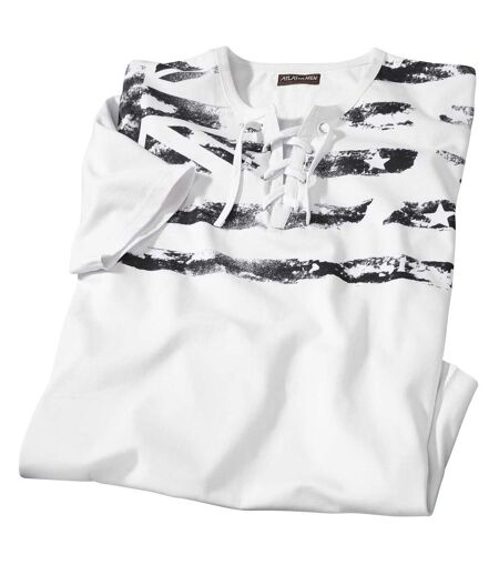 Men's White Lace-Up T-Shirt