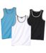 Pack of 3 Men's Sports Vests - Turquoise White Black