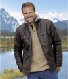 Men's Brown Faux Suede Bomber Jacket with Sherpa Lining and Full Zip Atlas For Men