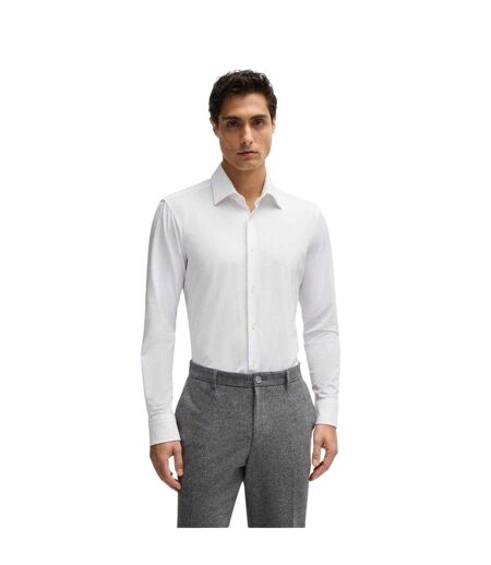 Mens Joe Oxford Point Collar Long-sleeved Shirt White Boss