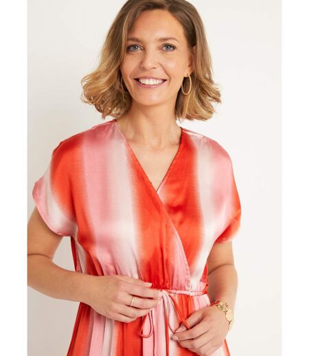 Robe longue à rayures taille à nouer