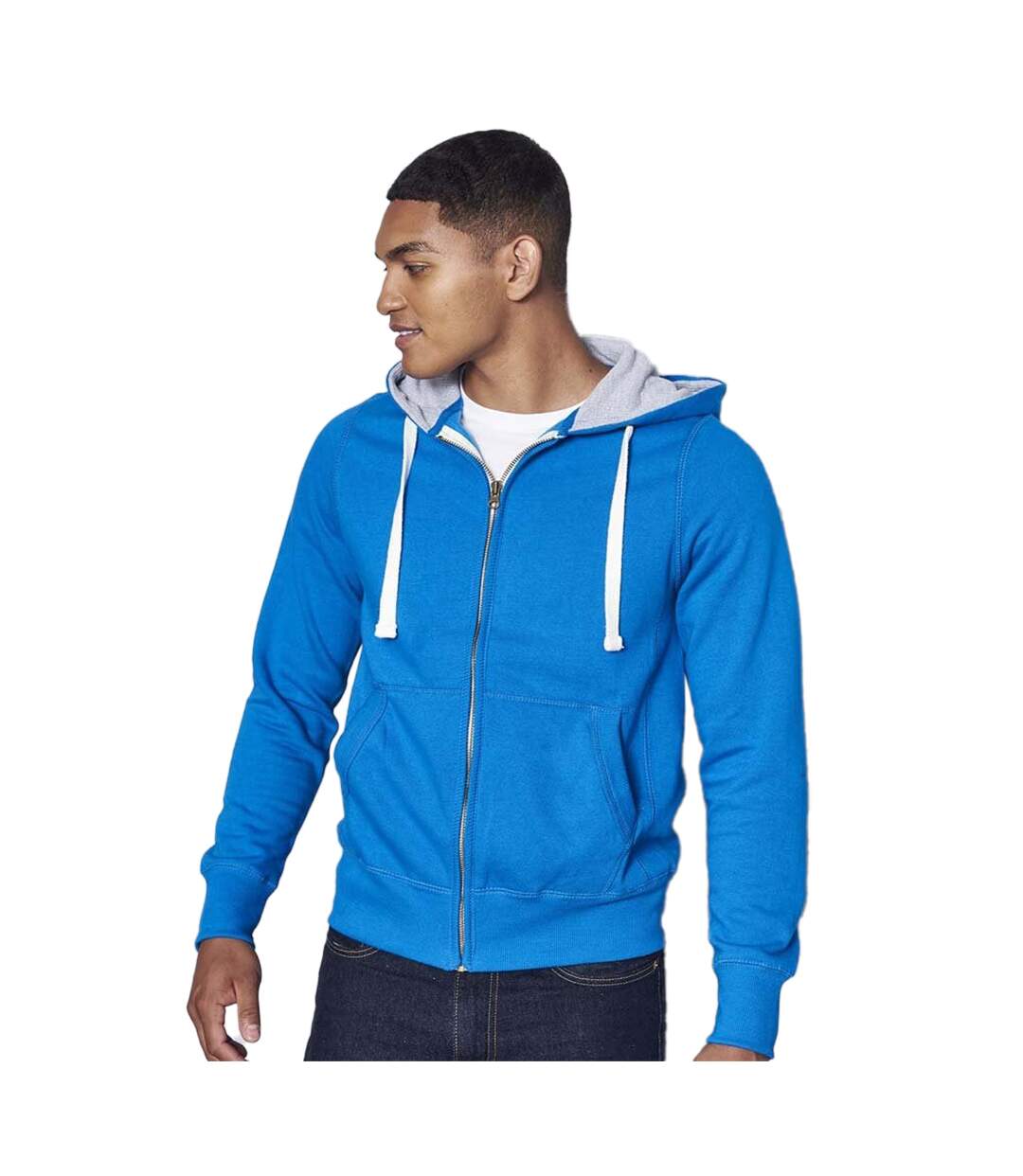 Sweatshirt à capuche et fermeture zippée homme bleu saphir Awdis-2