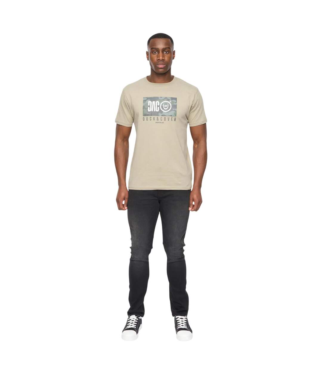 T-shirt Chamchee Homme Vert De Gris Duck And Cover-1