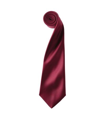 Premier Unisex Adult Colours Satin Tie (Burgundy) (One Size)