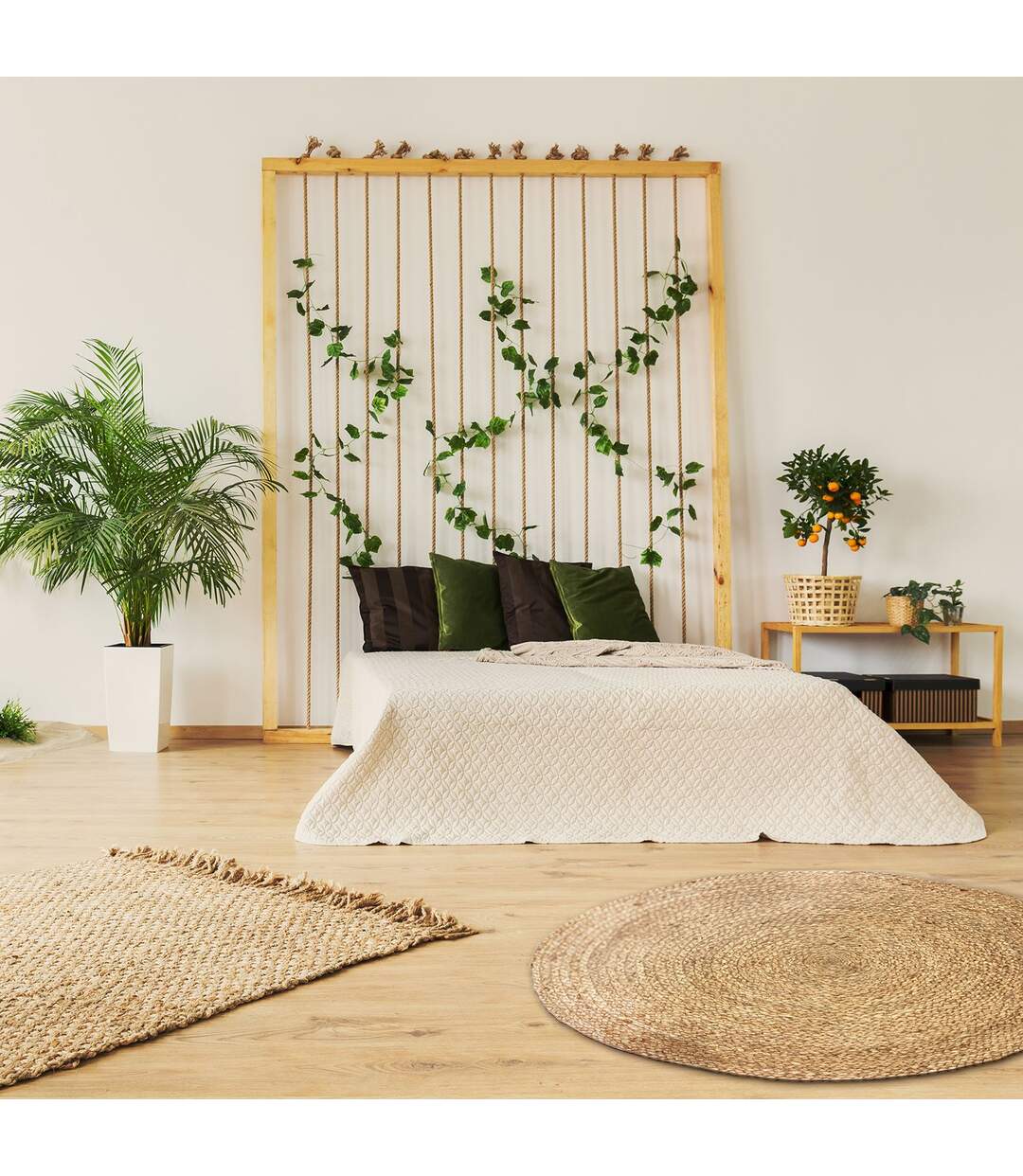 Tapis rond en jute ethnique Home - Diam. 120 cm - Beige