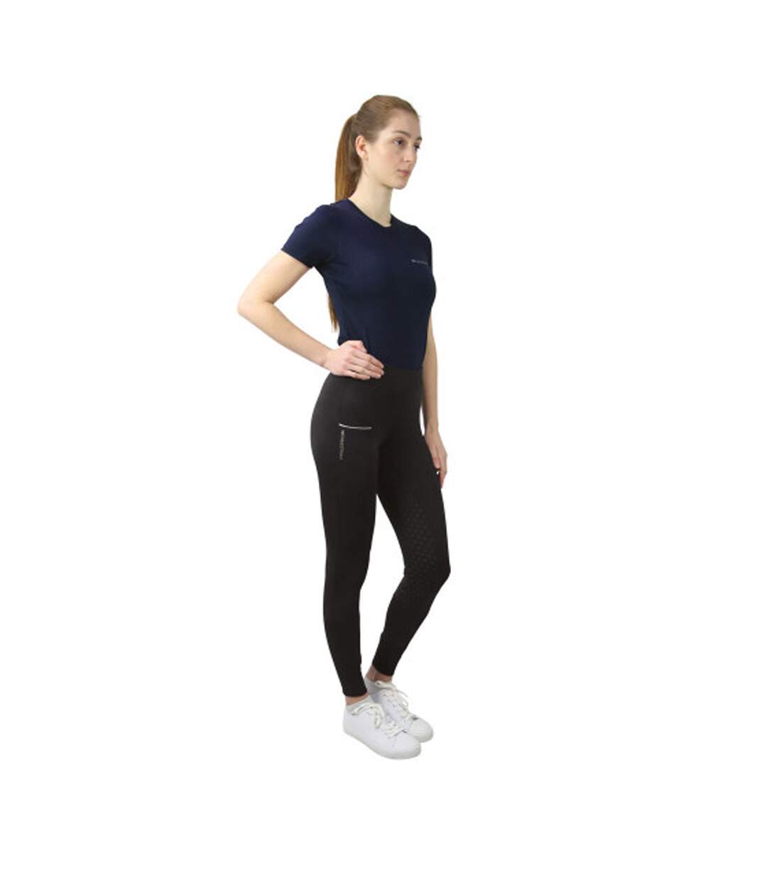 Womens/ladies synergy horse riding tights black Hy