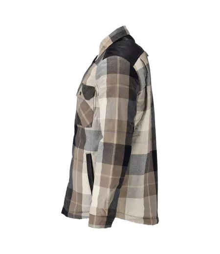 Mens Customised Checked Pile Shirt Dark Sand Mascot