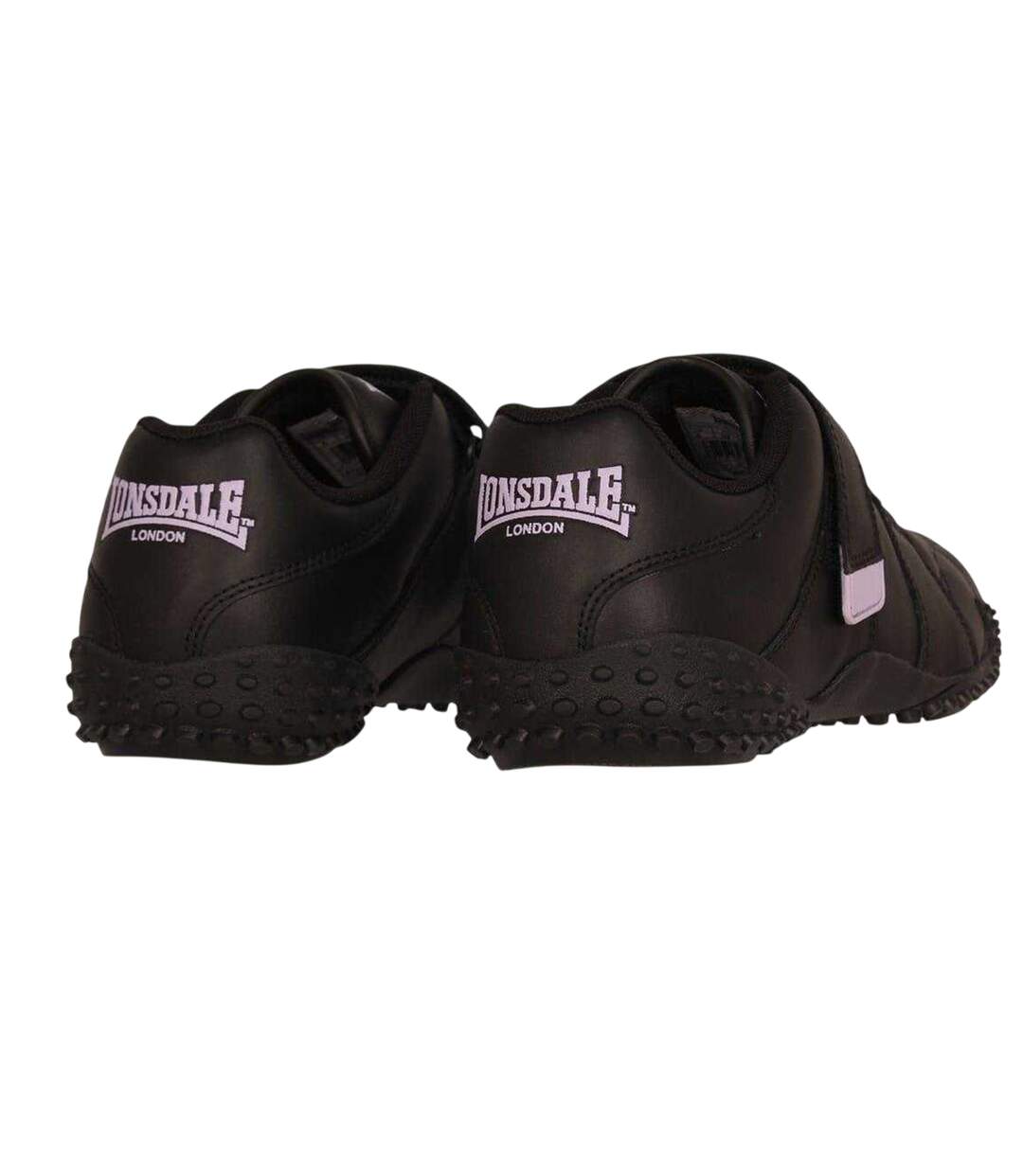 Womens/ladies Fulham Leather Hook And Loop Trainers Black Lavender Lonsdale-2
